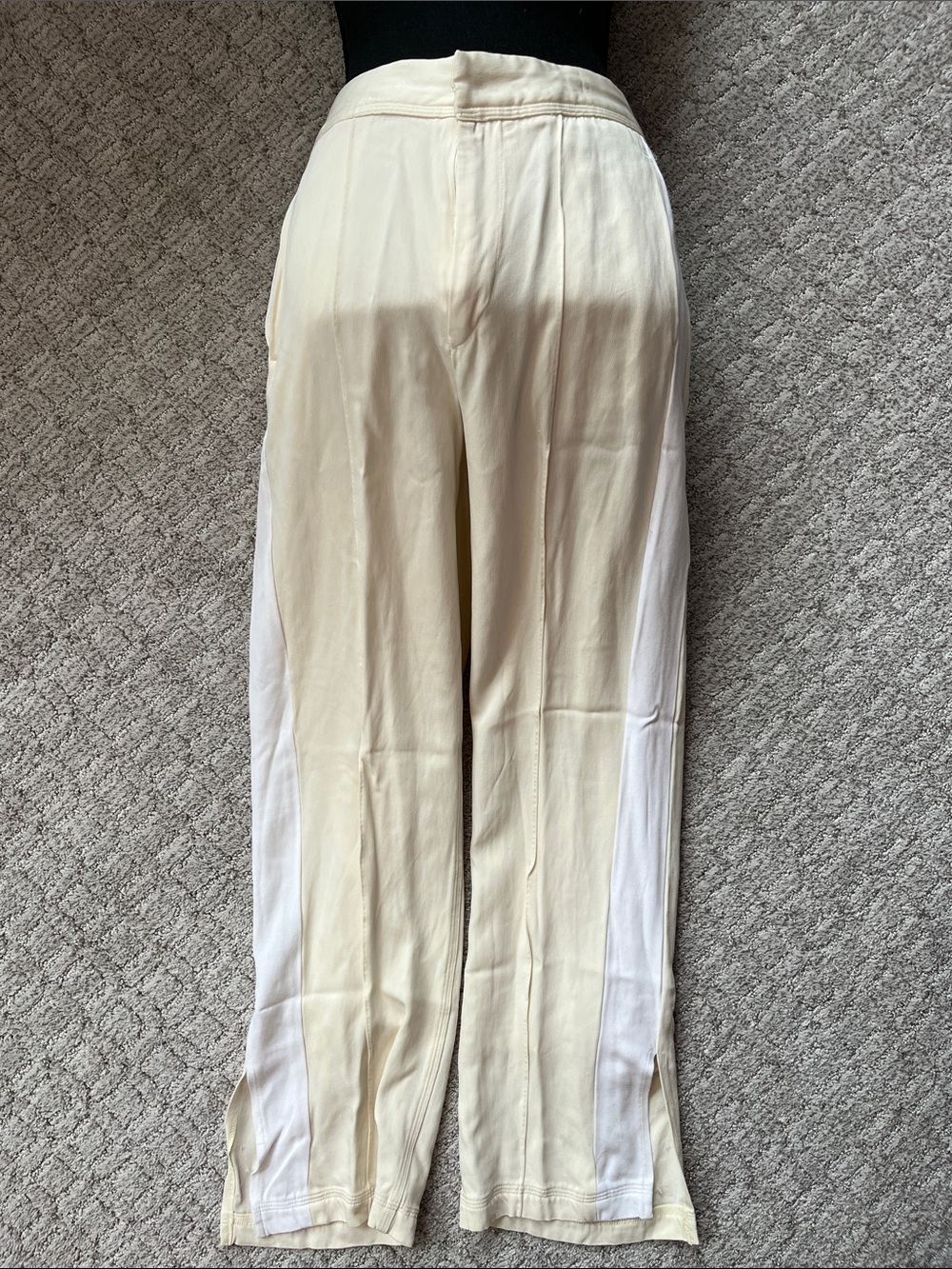 rag & bone Cream Pants with White Side Stripes and Ankle Slits